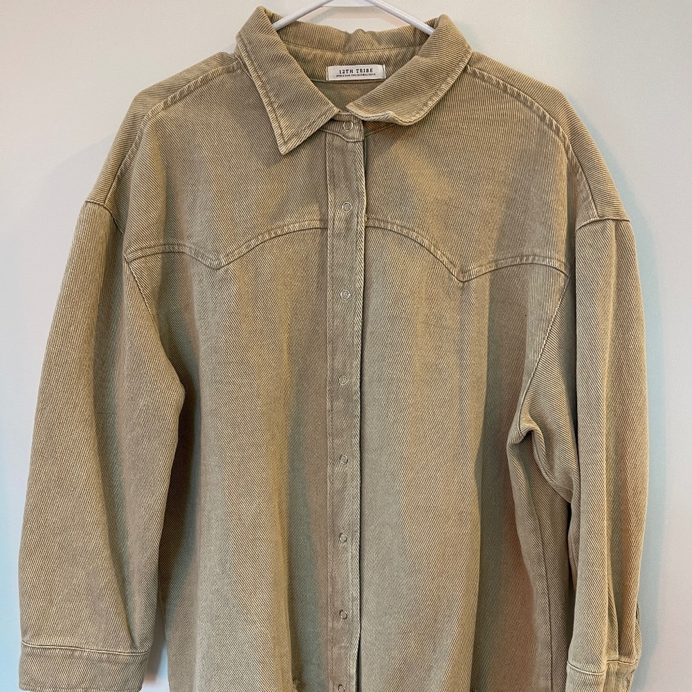 12th Tribe Nashville Nights Tan Oversized Shirt